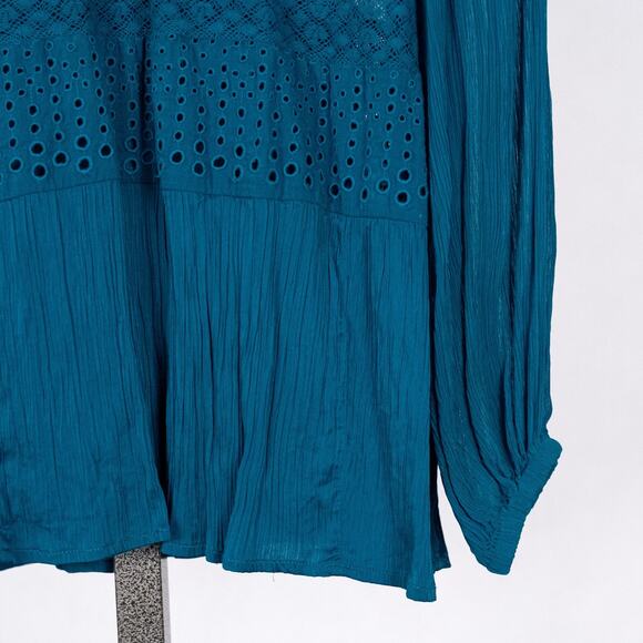 Sundance Teal Cupro-Cotton Blouse & Cami Women's XS Eyelet Lace Boho Romantic - Picture 2 of 6